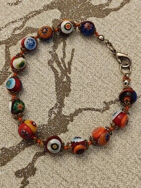Vintage Murano Millefiori glass beads bracelet